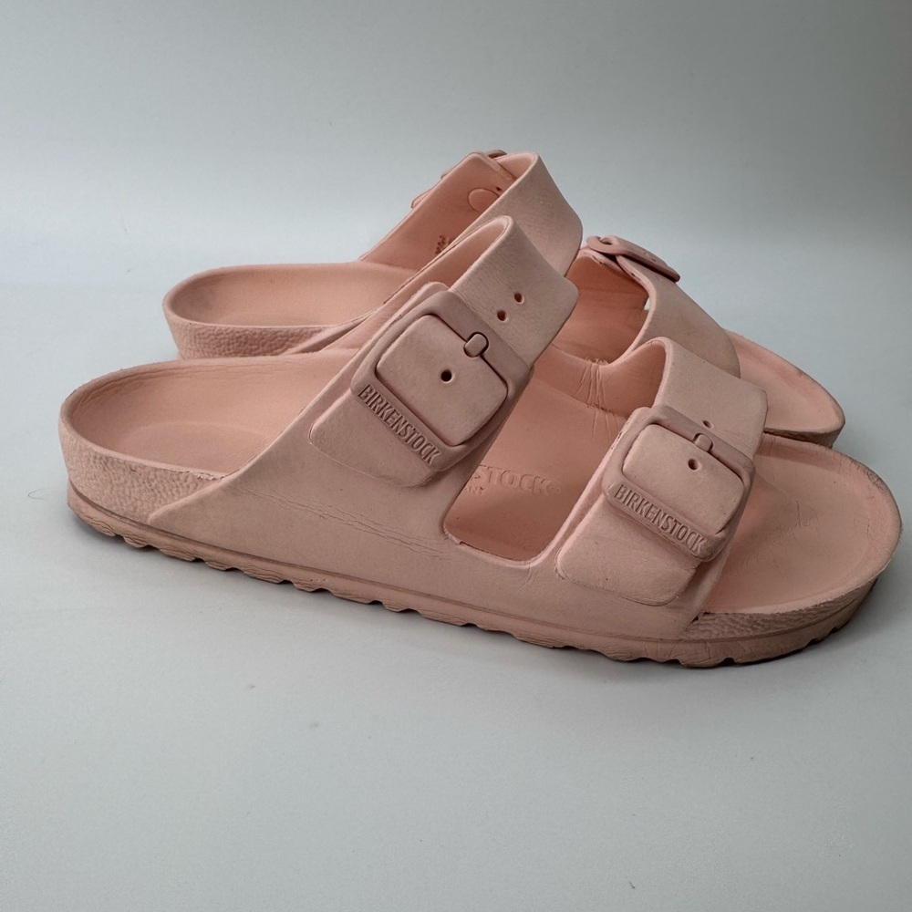 Birkenstock Women’s Light Pink Arizona Eva Double Strap Slip On Rubber Sandals